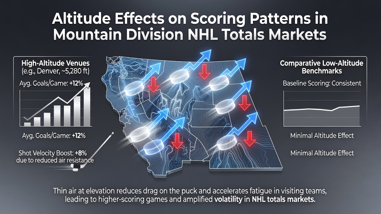 Statistical chart showing goal averages in NHL Mountain Division venues compared to league norms